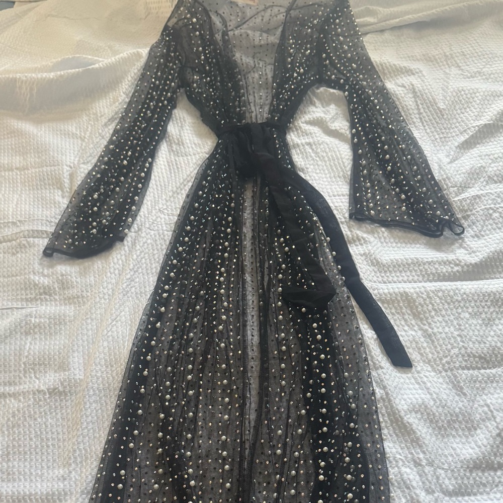 Beach Bunny Sheer Cover Up w/Pearl Rhinestone Accents